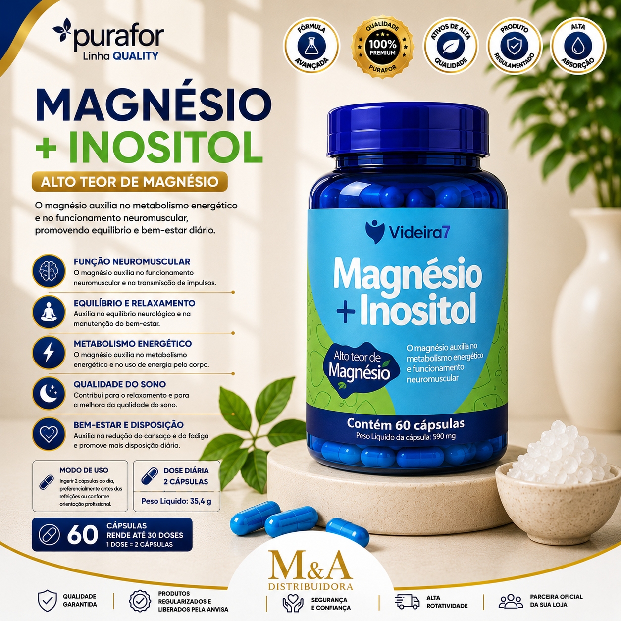 MAGNESIO INOSITOL 60 CAPS - VIDEIRA 7 - Imagem 2