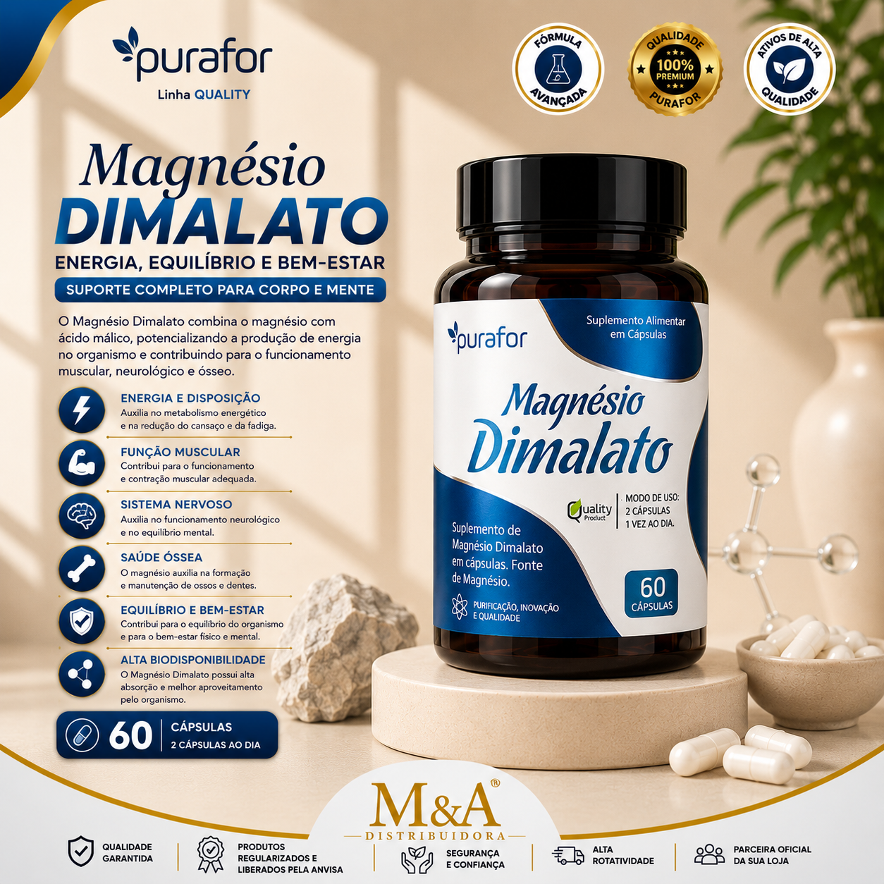 PURAFOR - MAGNESIO DIMALATO 60CAPS - Imagem 2