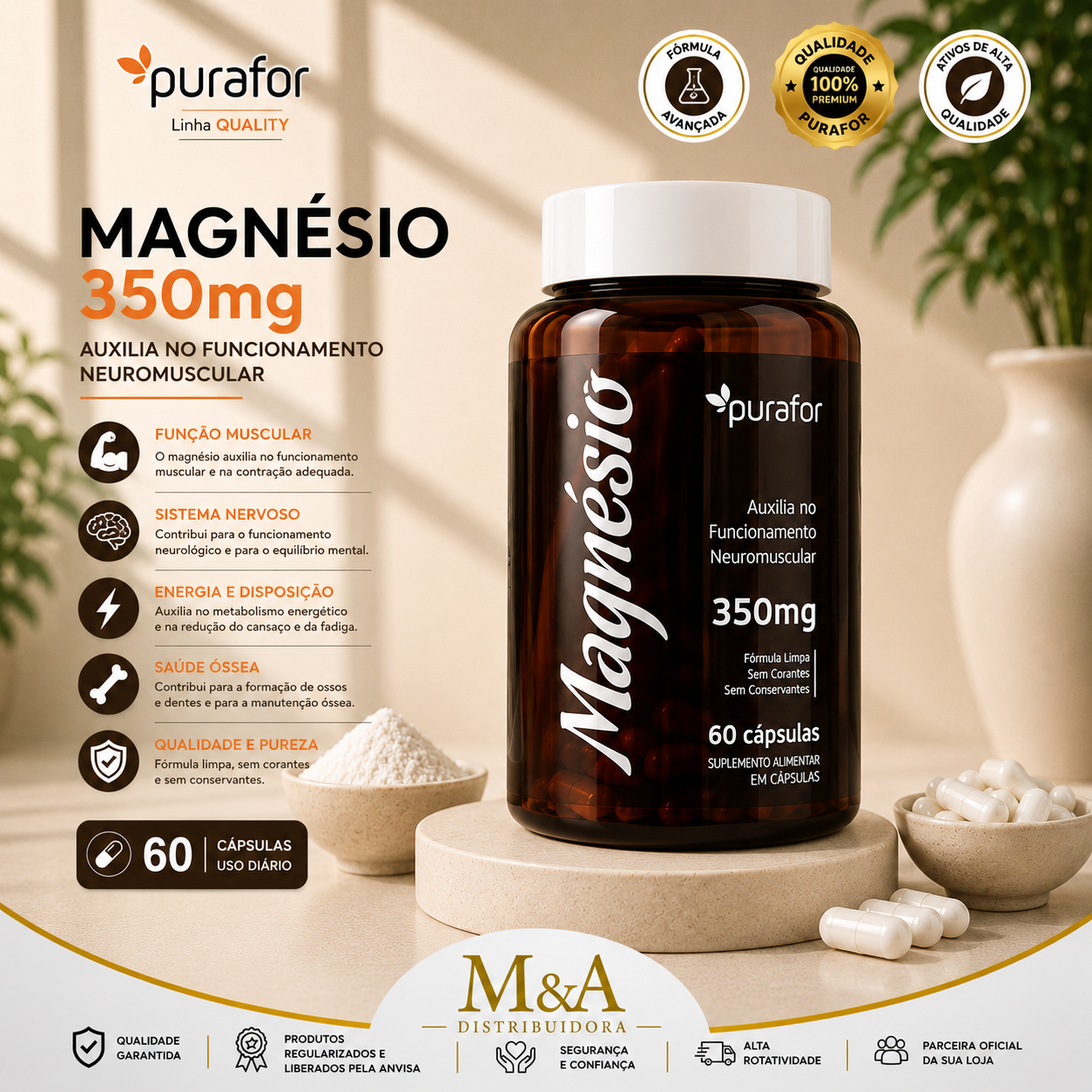 MAGNESIO SOFT 60CAPS - PURAFOR - Imagem 2